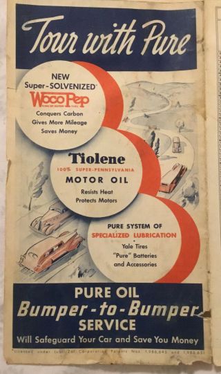 1936 South Eastern States road map 13th Edition,  Pure Oil Company 3