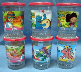 Set Of 6 Welches Jelly Glasses,  Tumblers W Lids Great For Kids Juice,  Milk