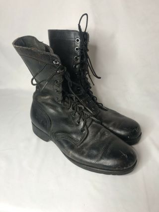 VINTAGE RO SEARCH 1972 BLACK LEATHER VIETNAM WAR MILITARY COMBAT BOOTS 11 R 2