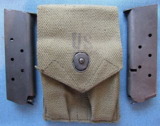 , Nos Vn - War Us.  45 Mag Pouch W/two 7 - Round Mags For M1911a1 Pistol