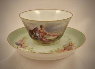 Antique Paris Porcelain Tea Cup & Saucer