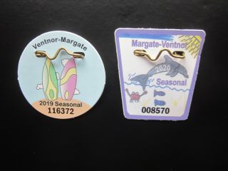 2 Margate / Ventnor Jersey Seasonal Beach Badges/tags 2019 & 2020
