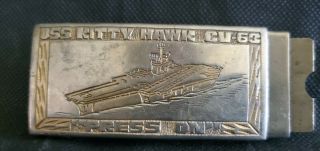 Vintage Us Navy Uss Kitty Hawk Cv - 63 " Press On " 2 Toned Belt Buckle