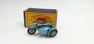 Vintage Moko Lesney Matchbox No 4 Triumph Motorcycle And Sidecar Bike