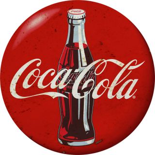 Coca - Cola Bottle Red Disc Decal 24 X 24 Distressed Vintage Style Decor Graphic