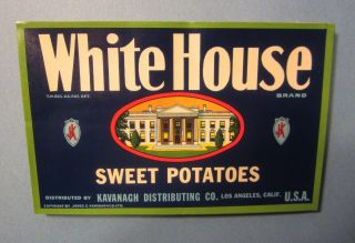 Of 100 Old Vintage - White House - Sweet Potatoes Labels - Ca.