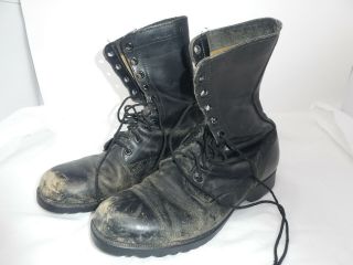 Vintage Ro Search Pj 2 - 1972 Black Leather Vietnam War Military Combat Boots 11 R