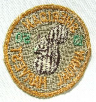 RARE 1950 Sheridan Illinois IL Annual Harvest Jacket Patch Badge Squirrel Vtg 3