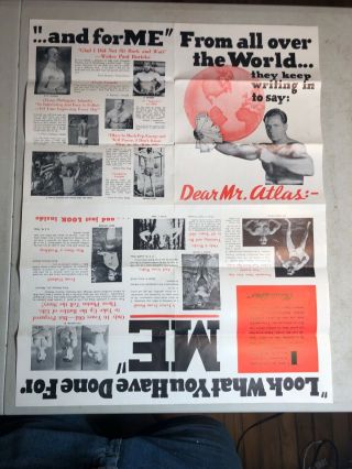 Vintage CHARLES ATLAS Bodybuilding 17” X 22” Fold Out Ad 2