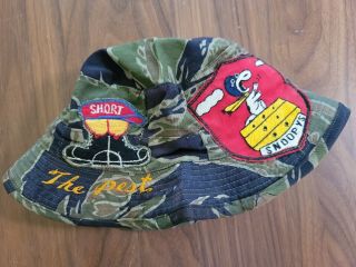 Us Amry Special Forces Tiger Stripe Boonie Hat With Patches 100 Real &