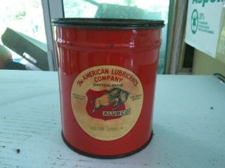 Vintage American Lubricants Company Tin,  Alumco,  Dayton,  Oh,  1 Lb. ,  Full