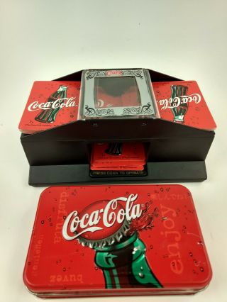 Bicycle Card Shuffler With 2 Decks Of Coca Cola Playing Cards In Coca Cola Tin