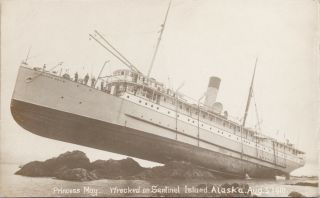 Princess May Wrecked Sentinel Island Alaska Ship 1910 Rppc Postcard E55