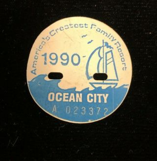 Ocean City Nj Beach Tag 1990 Vintage