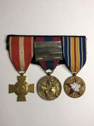 French Medal Grouping Foreign Legion Paratrooper Wounded Cross Of Valor