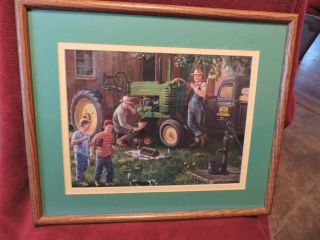 Framed Print 17 " X 14 " : Life On The Farm,  John Deere/boys Fishing/grampa & Dad