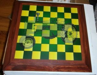 John Deere Wood Sign Checker Board With Checkers.  Wall Sign Vintage Tractor
