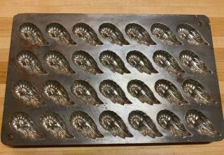 Vintage Cast Metal Prawn Shrimp Flat Chocolate Mold Unbranded
