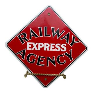 Ande Rooney Railway Express Agency Railroad Train Porcelain Metal 8 " X 8 " Sign