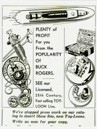 Buck Rogers Display Art Card For The Comet Socker & Toy Loon Balloons Of 1935.