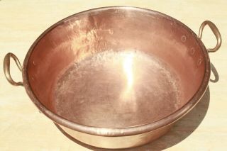 Vintage French Copper Jam Pan Hammered Apple Butter Candy 20qrts 11lbs
