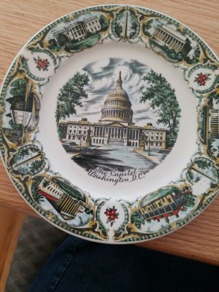 The Capitol Washington,  Dc Vintage Souvenir Porcelain Plate By A Capsco 1950s