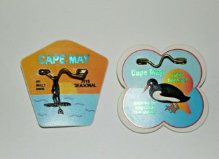2 Cape May Beach Tags Badge Seasonal 2018 Paddle Boat,  2019 Seagull Bird Preown