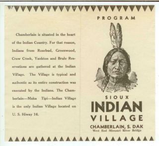 C1940 Chamberlain South Dakota Sioux Indian Village Program - Sitting Bull Cover