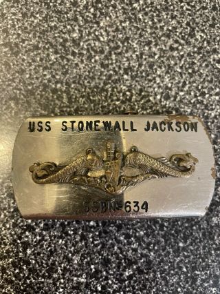 Uss Stonewall Jackson Ssbn 634 Vintage Belt Buckle Us Navy