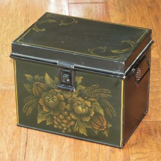 Antique Vintage Kreamer Tin Bread Box With Toleware Painting