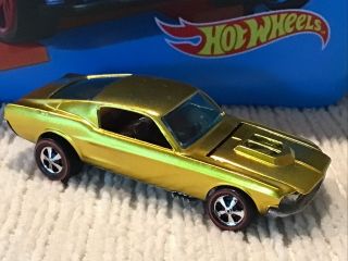 Hot Wheels Redlines 1968 Custom Mustang Gold Hk Painted Tail Ohs Wow