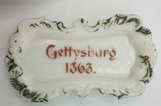 Souvenir Eapg Opaque Milk White Glass 5 " Tray " 1863 " Gettysburg Pa.  Civil War
