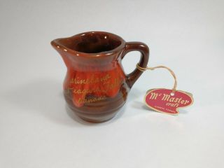 Vintage Mcmaster Craft Drip Glaze Art Pottery Pitcher Niagara Falls Souvenir