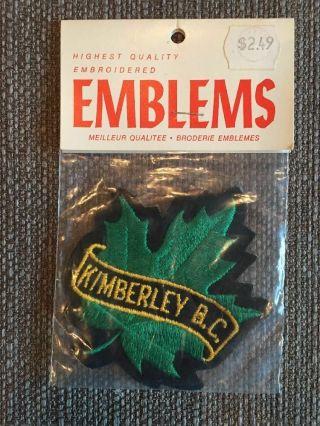 Vtg Kimberley Bc Embroidered Sew On Patch 3 3/4 " British Columbia Canada Nos