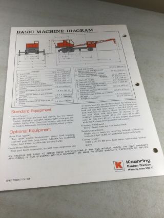 Bantam,  Koehring T350A Crane Sales Brochure,  Literature 2