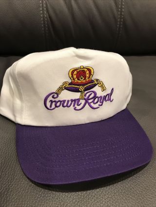 Vintage Crown Royal Whisky Whiskey Snapback Hat Cap White Purple