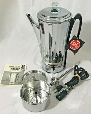 Vintage General Electric Ge Coffee Percolator Pot 10 Cup Art Deco 25p50 P - 50 Euc