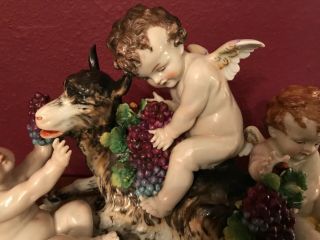 Germany Porcelain Figure Group Of Cherubs And Goat