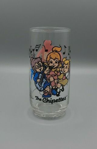 Vintage 1985 " The Chipettes " Drinking Glass Chipmunks Karmon/ross -