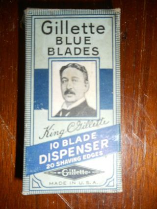Antique Gillette Razor Blades Cardboard Small Box Only Prop Vintage Blue