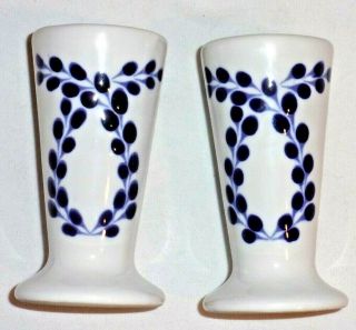 Set Of 2 - Tequila Clase Azul Hand Painted White Blue Shot Glass 4”