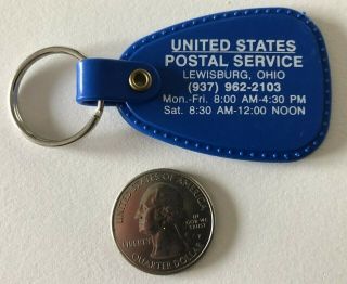 Usps United State Postal Service Lewisburg Ohio Blue Plastic Keychain Key Ring