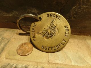 Vintage Pacific Grove California - Butterfly Town Keychain - Brass
