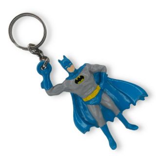 Vintage 1989 Batman Keychain Applause Dc Comics Adam West Blue Pvc Toy 3d Figure