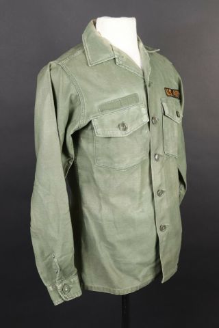 Vintage Vietnam Era Us Army Og - 107 Sateen Utility Uniform Fatigue Shirt Small