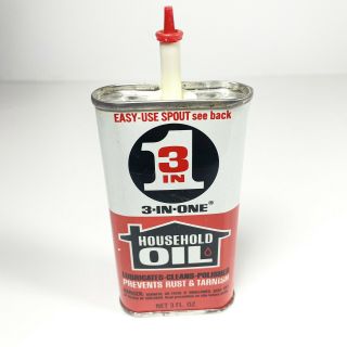 Vintage 3 In 1 Household Oil Tin Oiler 3 Oz Full Nos