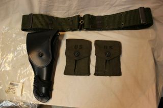 Us Military Issue Vietnam Era 1911 Leather Pistol Holster 2 Mag Pouches Belt P7