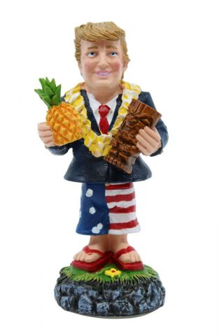 Donald Trump Hawaiian Dashboard Doll - Hawaii Attire With Tiki,  Pineapple,  Lei