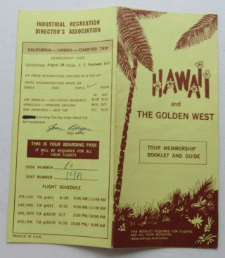 Travel Brochure For Hawaii & The Golden West Tour Membership Bklt W/ Coupons