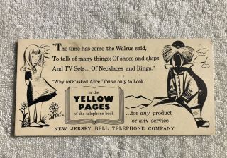 Jersey Bell Telephone Company Yellow Pages Advertisement Walrus And Alice